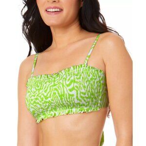 Salt + Cove Smocked Bikini Swim Top Removable Straps Lime Green White XS